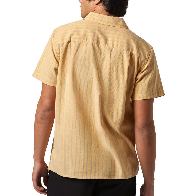 Brixton Cru Oxford Stripe Shirt - Curry/Ivy Green Stripe