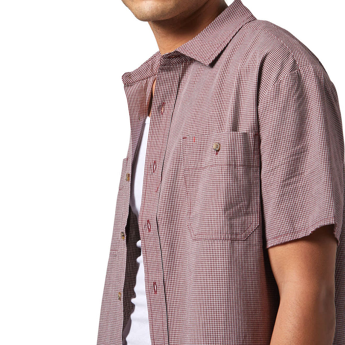 Brixton Cru Micro Plaid Shirt - Cordovan Red Micro Plaid – Daddies Board Shop