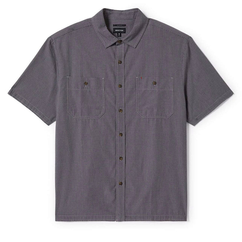 Brixton Cru Micro Plaid Shirt - Washed Navy Micro Plaid