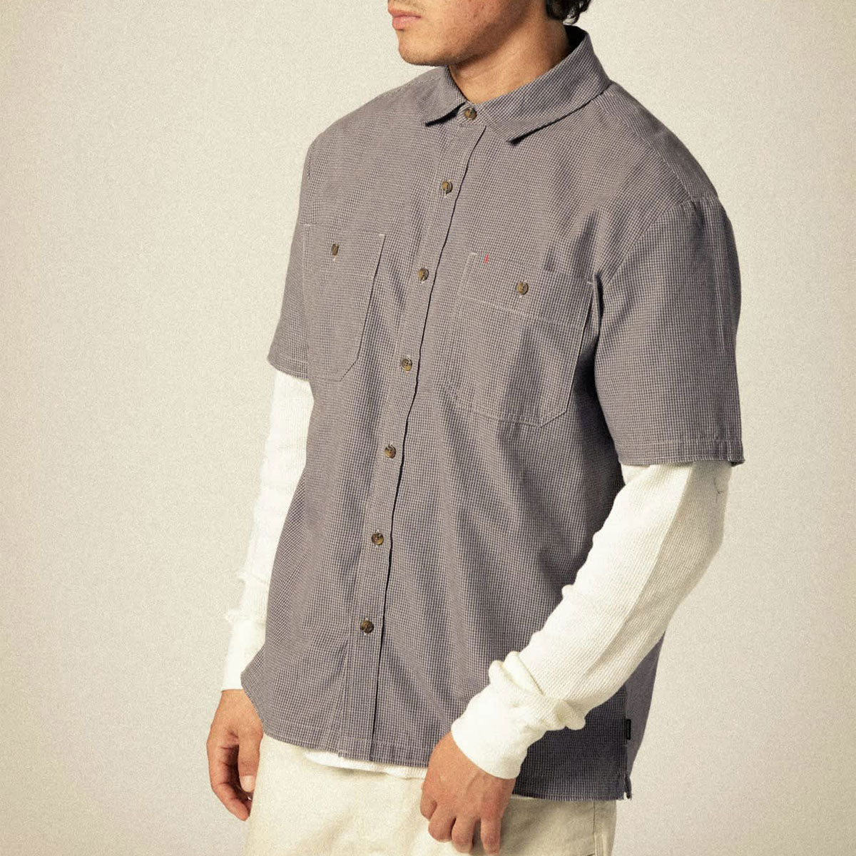 Brixton Cru Micro Plaid Shirt - Washed Navy Micro Plaid – Daddies Board Shop