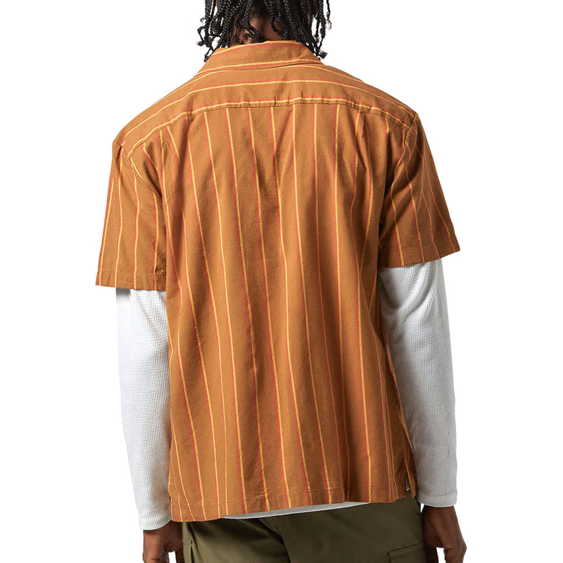 Brixton Cru Stripe Shirt - Washed Copper/Burnt Red/Sunset