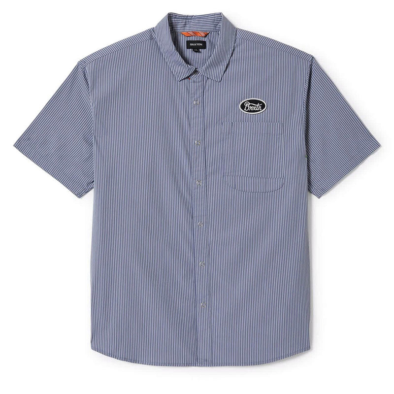 Brixton Builders Auto Shirt - Twilight Blue/White Stripe