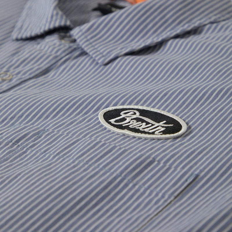 Brixton Builders Auto Shirt - Twilight Blue/White Stripe
