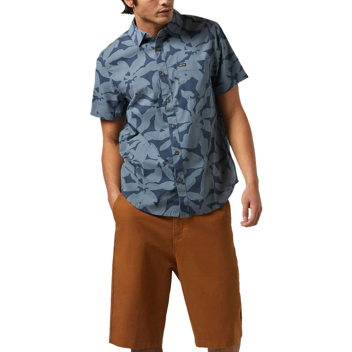 Brixton Charter Print Shirt - Washed Navy/Azure Blue Floral image 2