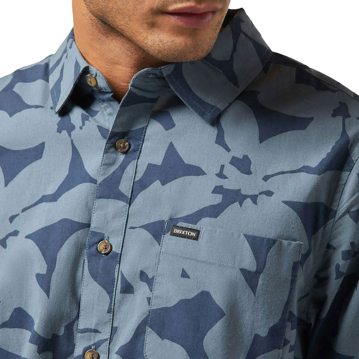 Brixton Charter Print Shirt - Washed Navy/Azure Blue Floral image 4