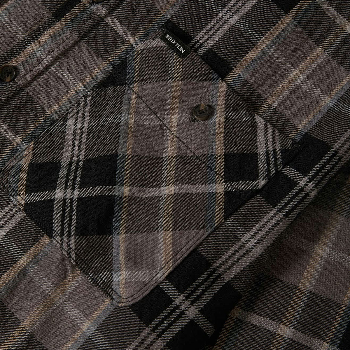 Brixton Vintage Wash Flannel Shirt - Black/Charcoal Beige/Slate image 5