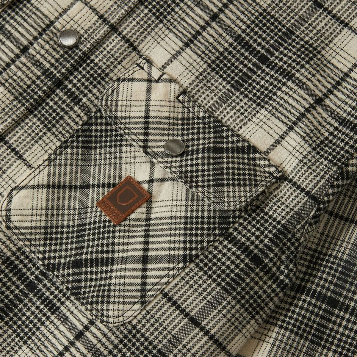 Brixton Builders Bowery Perf Flannel Shirt - Off White/Black image 5