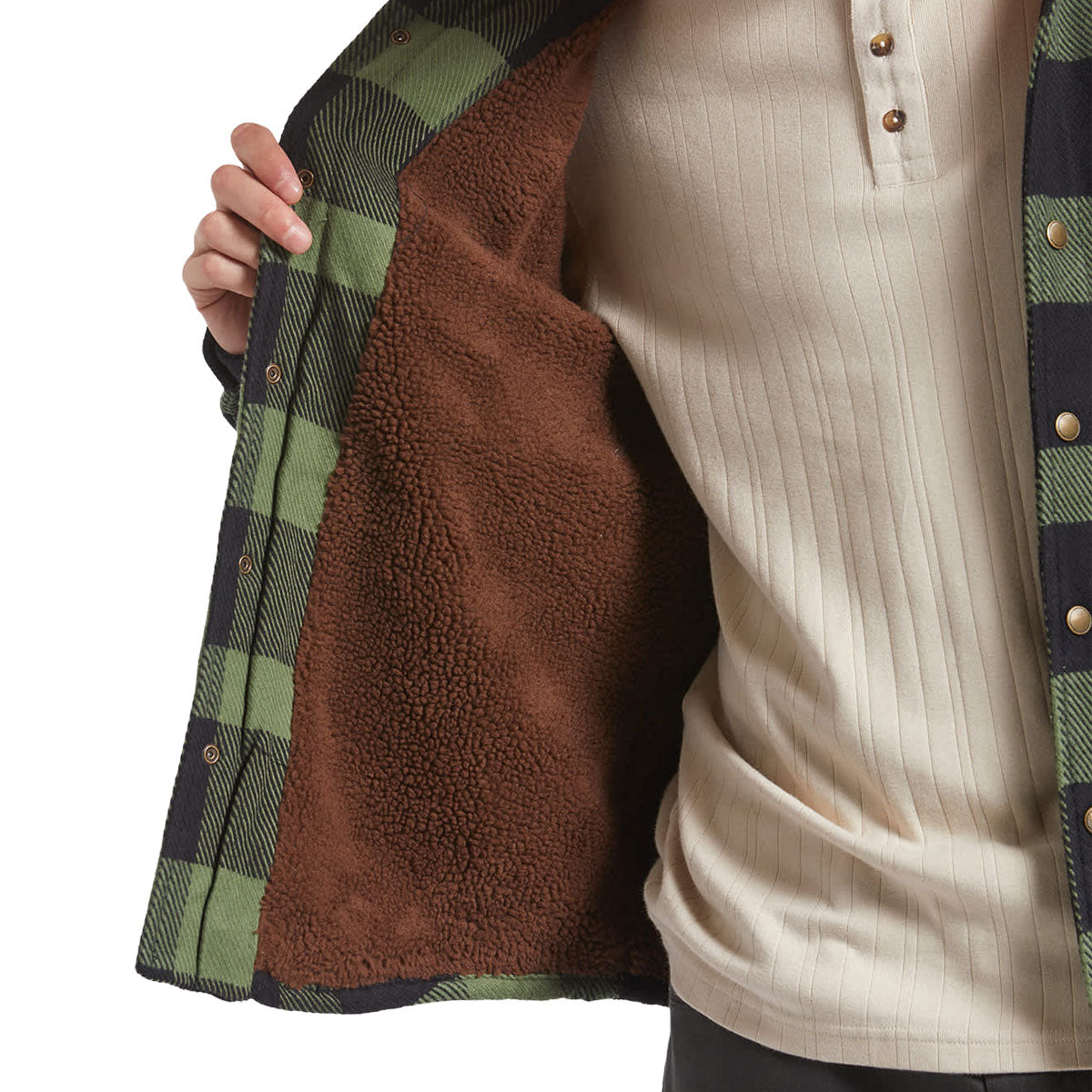 Brixton Durham Lined Jacket - Black/Wild Green Flannel image 3