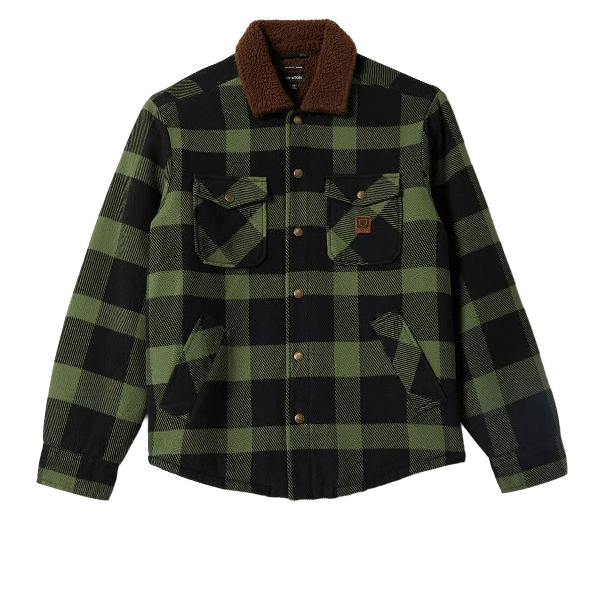 Brixton Durham Lined Jacket - Black/Wild Green Flannel image 4