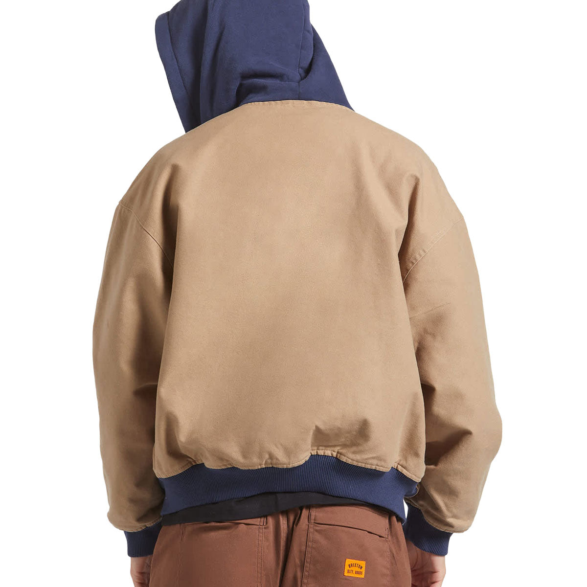 Brixton Canvas Hooded Bomber Jacket - Khaki/Mood Indigo image 3