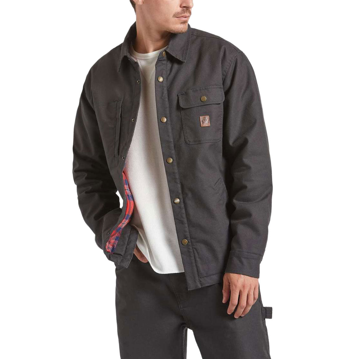 Brixton Builders Stretch Lined Jacket - Washed Black/Red image 1
