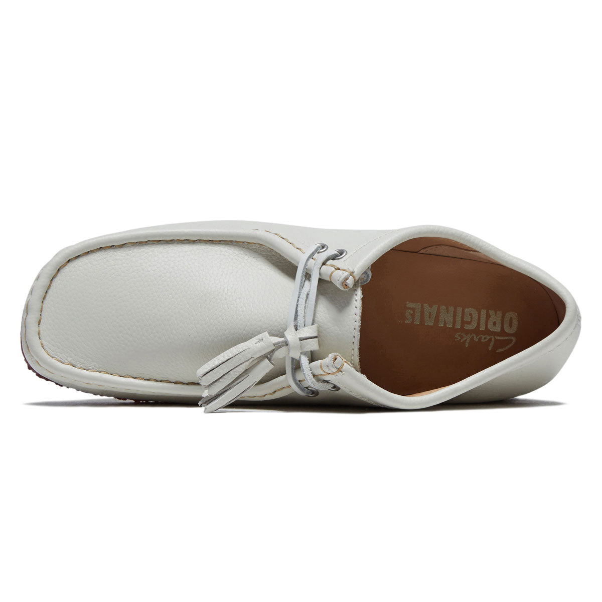 Clarks Wallabee Shoes - White Leather image 3