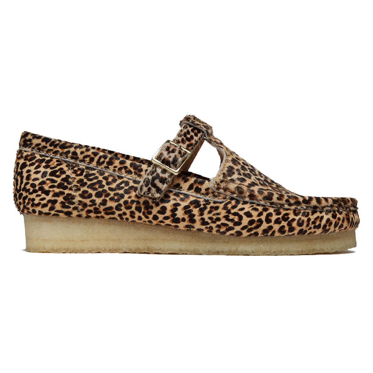 Clarks Womens Wallabee T Bar Shoes - Leopard Print image 1