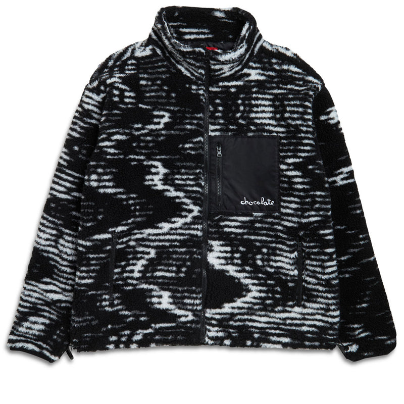 Chocolate Static Sherpa Fleece Sweater - White/Black