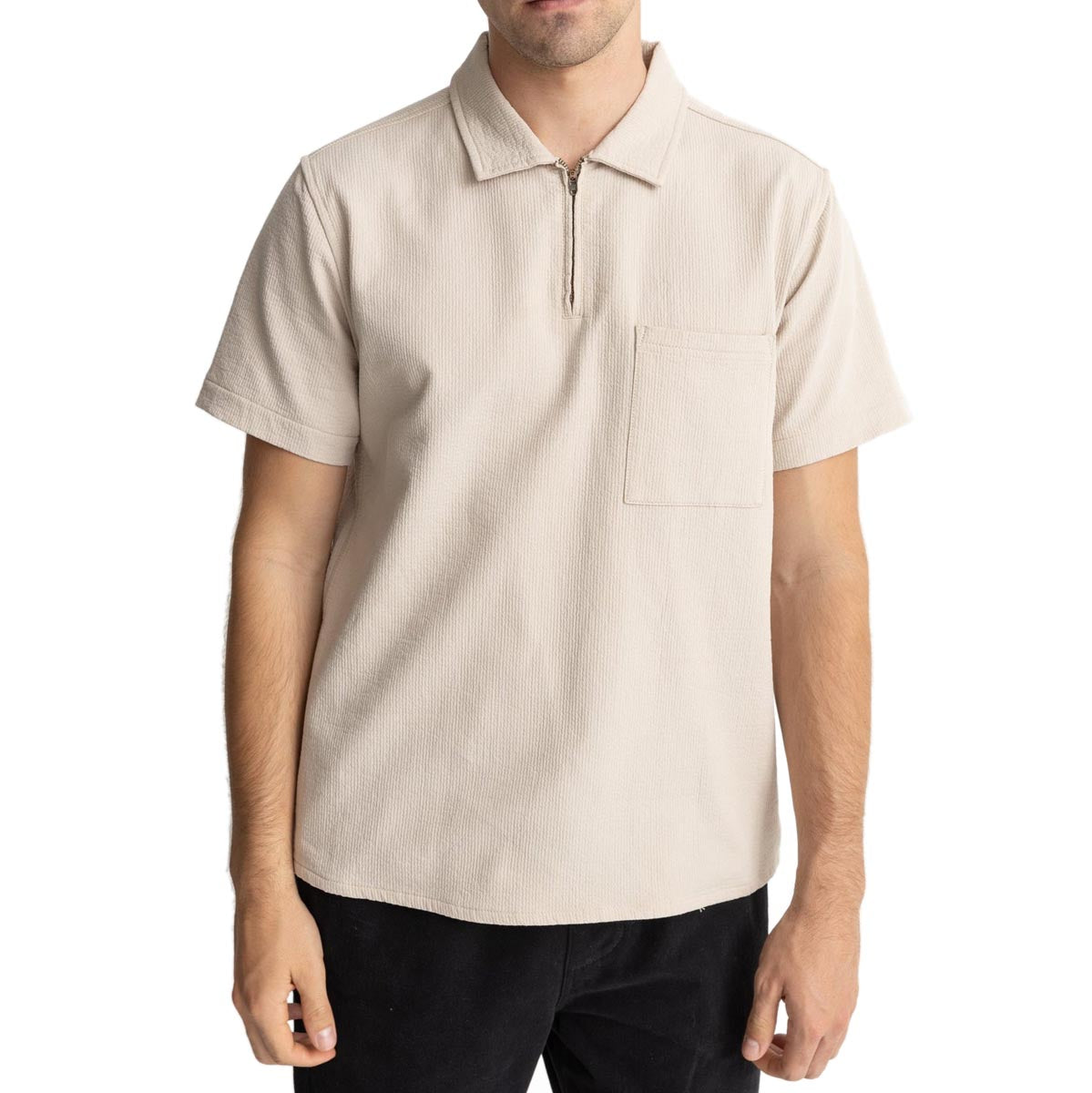Rhythm Textured Quarter Zip Shirt - Sand image 1