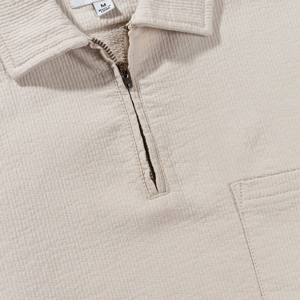 Rhythm Textured Quarter Zip Shirt - Sand image 3