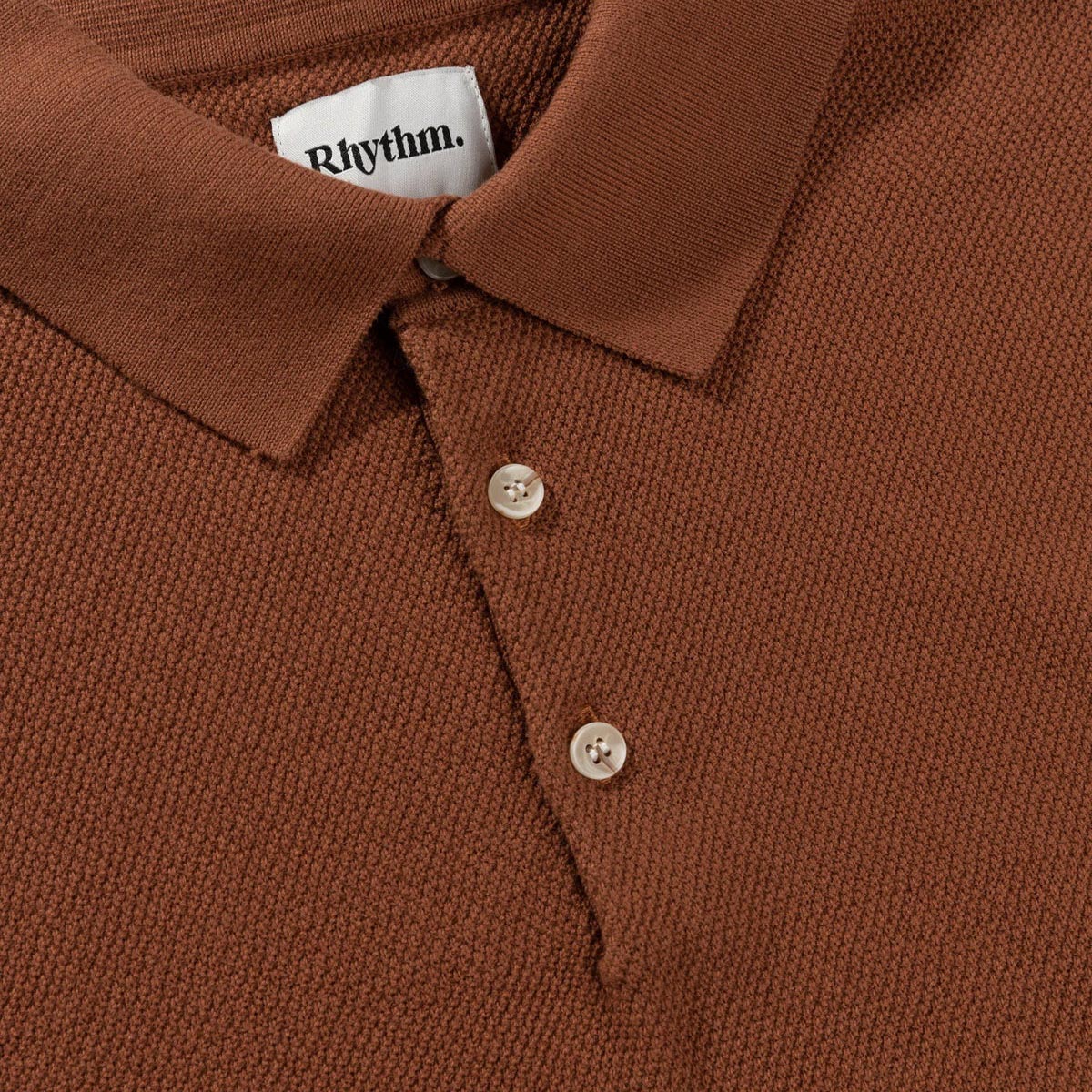 Rhythm Textured Knit Polo Shirt - Clay image 4