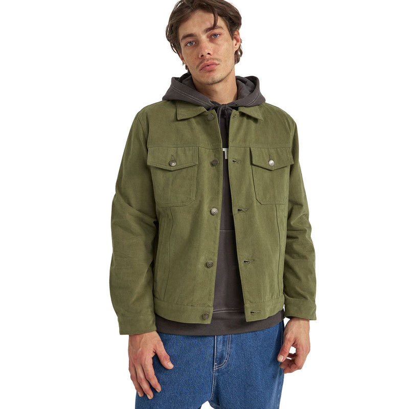 Rhythm Brushed Twill Trucker Jacket - Olive
