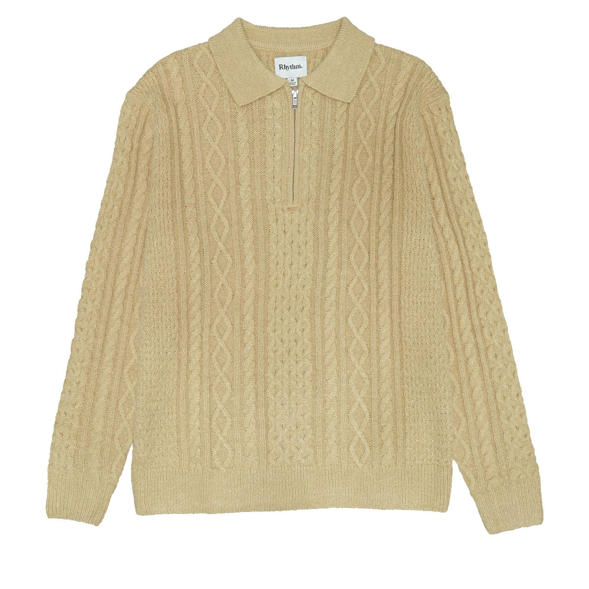 Rhythm Mohair Quarter Zip Fisherman Knit Sweater - Incense image 4