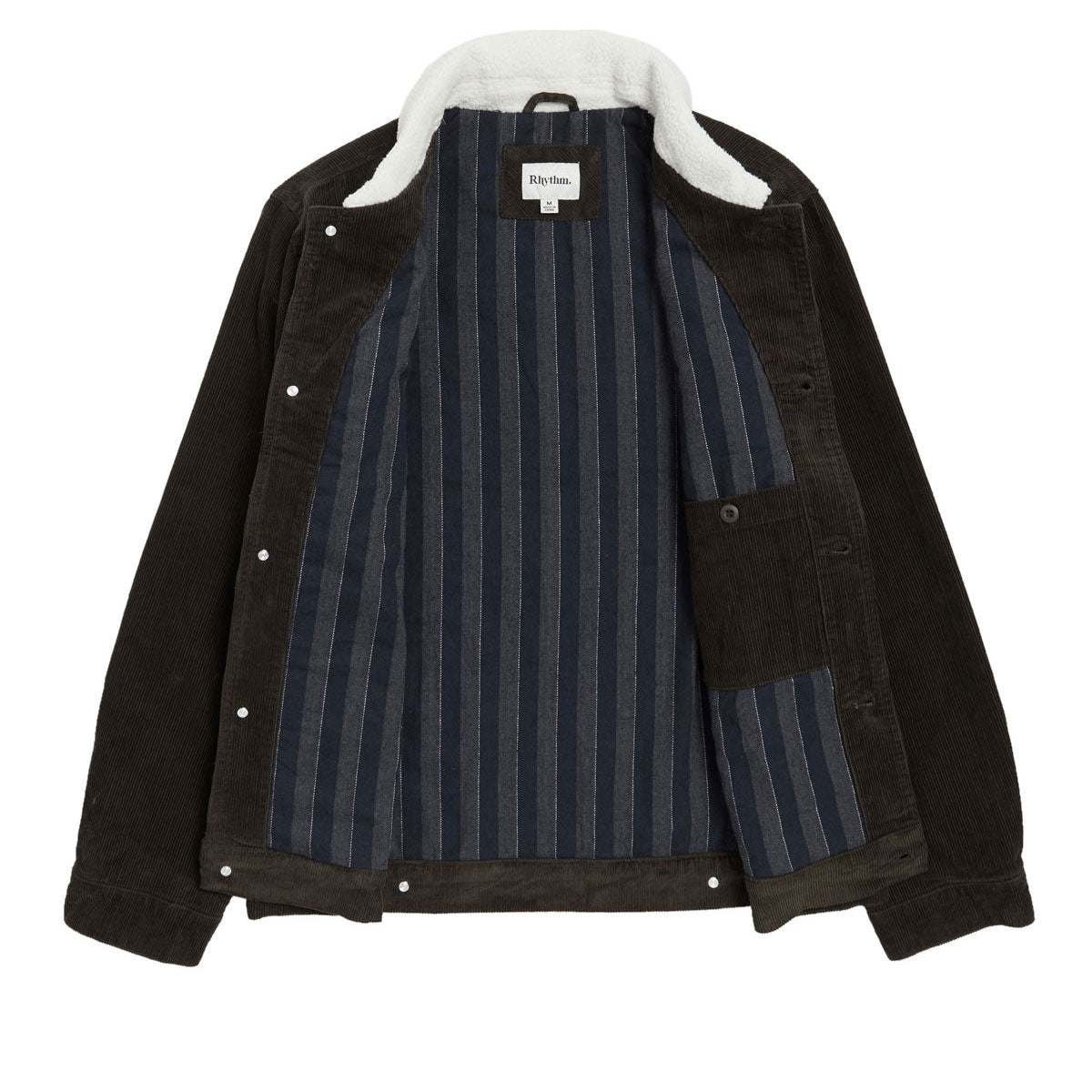 Rhythm Flannel Lined Cord Trucker Jacket - Chocolate image 3