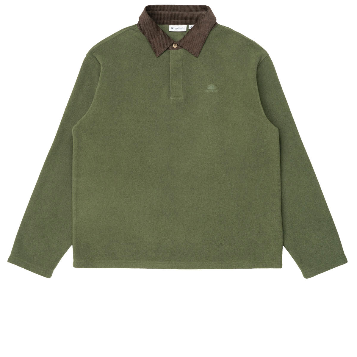 Rhythm Awake Polar Fleece Polo Long Sleeve Shirt - Olive image 4