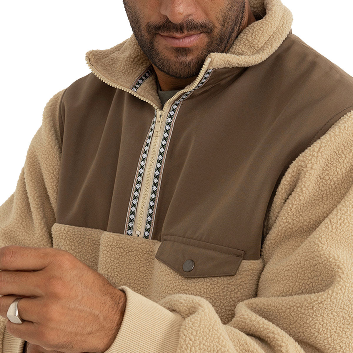 Rhythm Pfeiffer Sherpa Fleece Sweatshirt - Oak image 3