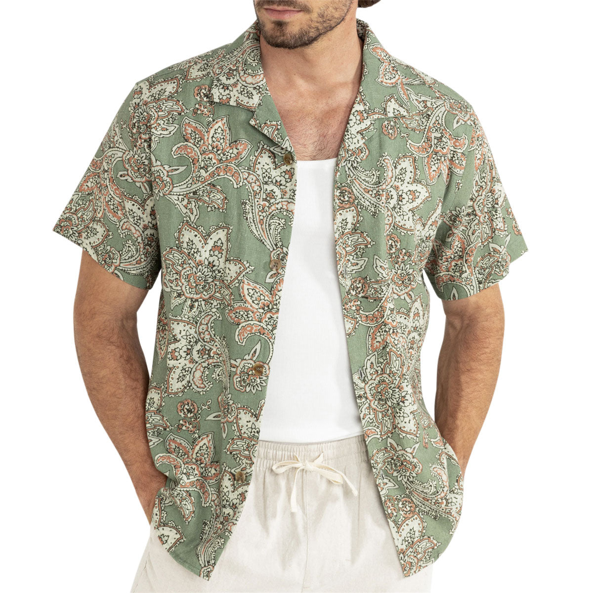 Rhythm Paisley Shirt - Green Tea image 1