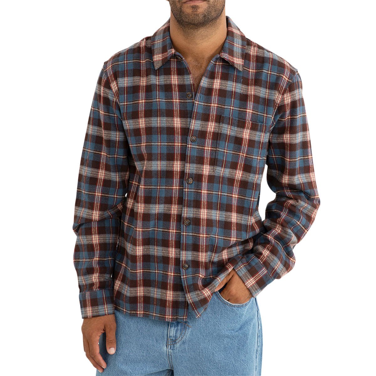 Rhythm Kern Long Sleeve Flannel Shirt - Chocolate image 2