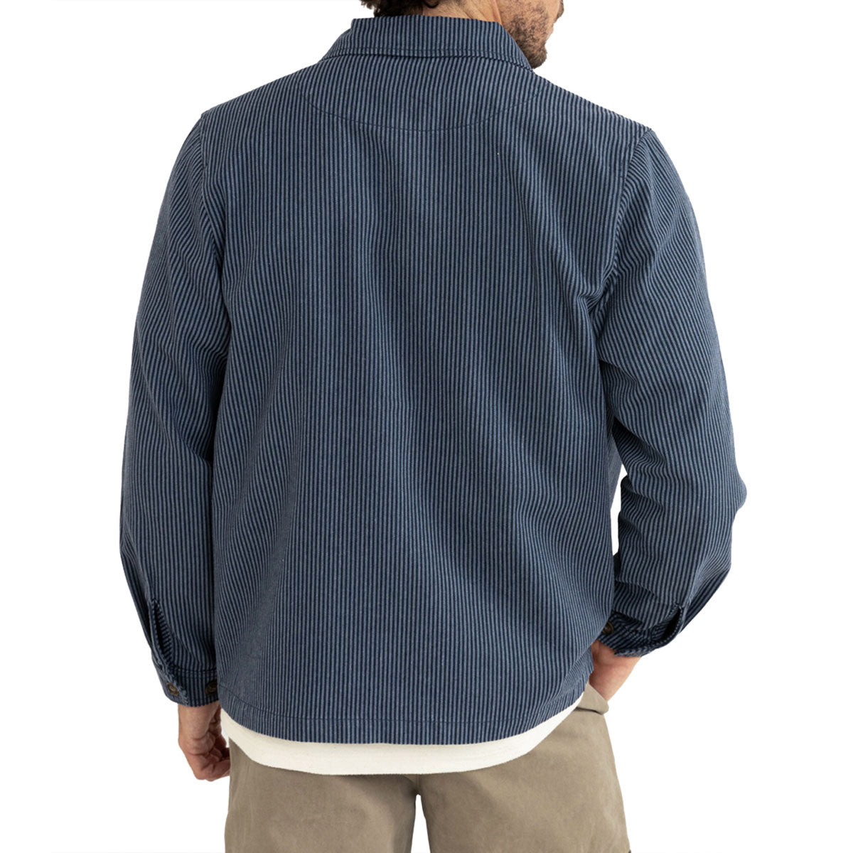 Rhythm Hickory Stripe Work Long Sleeve Shirt - Navy image 4