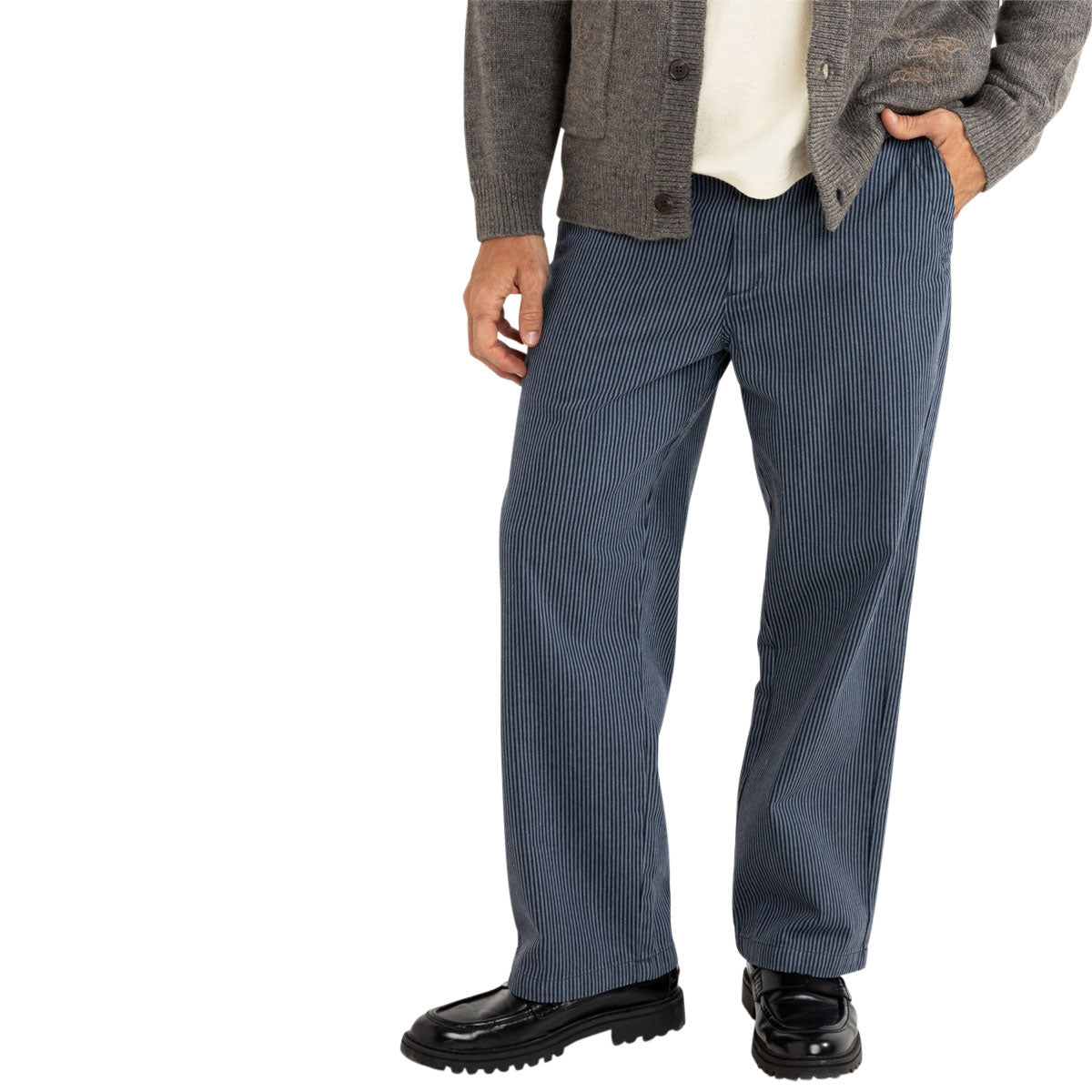 Rhythm Hickory Stripe Work Pants - Navy image 1