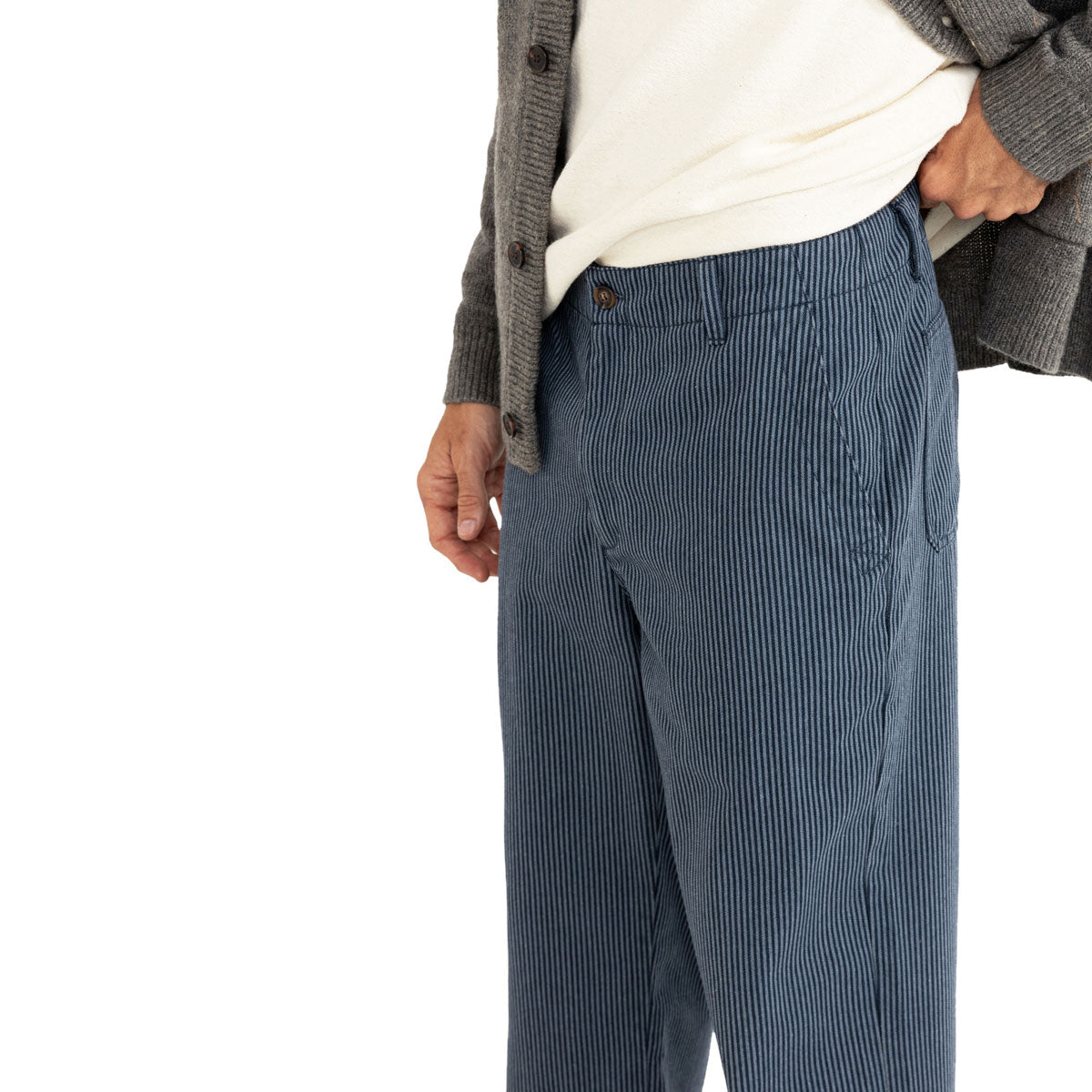 Rhythm Hickory Stripe Work Pants - Navy image 3