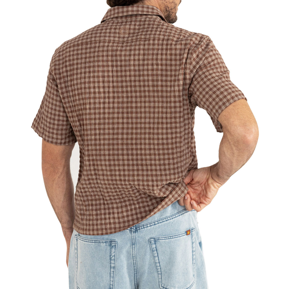 Rhythm Cross Check Crop Shirt - Brown image 2