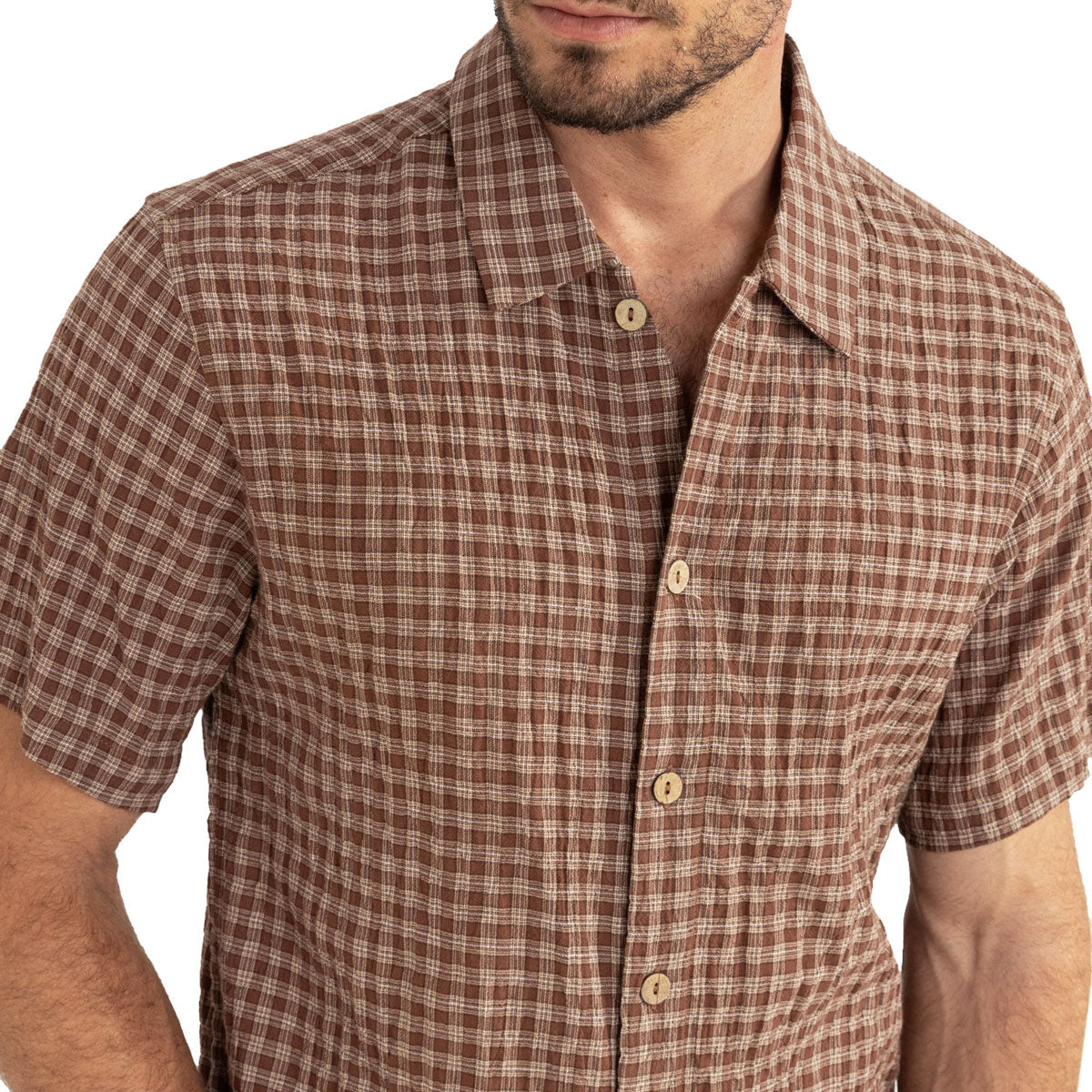 Rhythm Cross Check Crop Shirt - Brown image 3