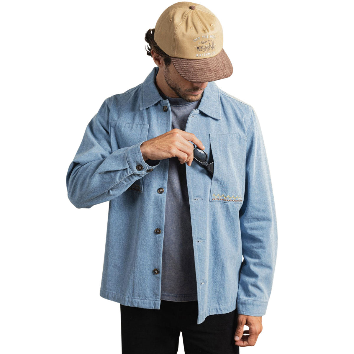 Rhythm Arguam Long Sleeve Over Shirt - Stone Blue image 1