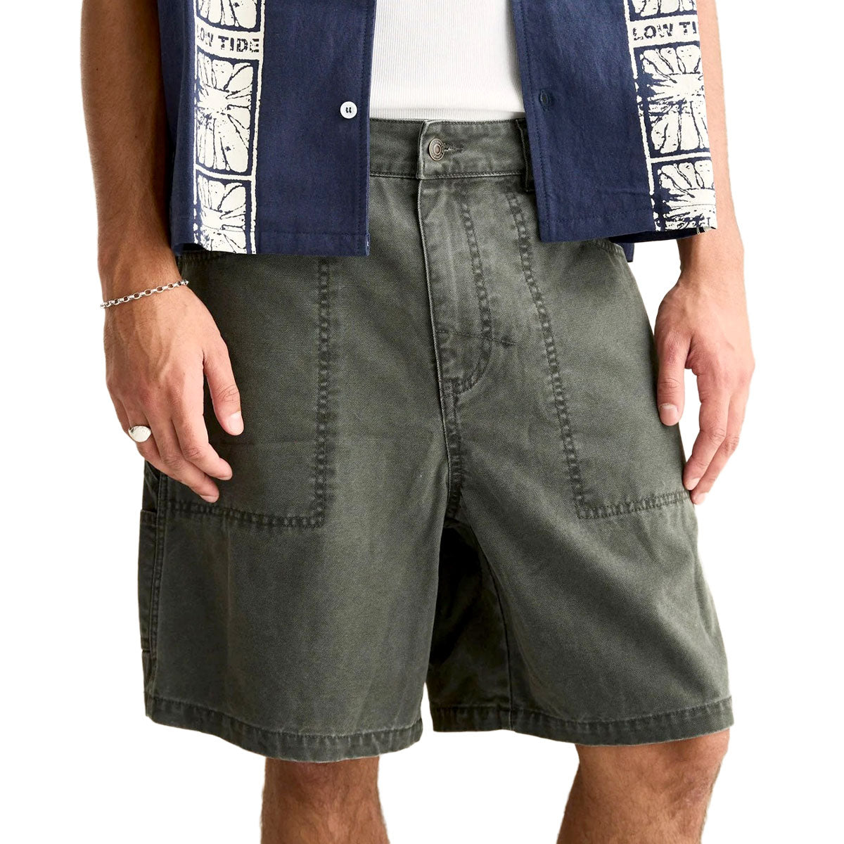 Rhythm Washed Canvas Shorts - Olive image 2