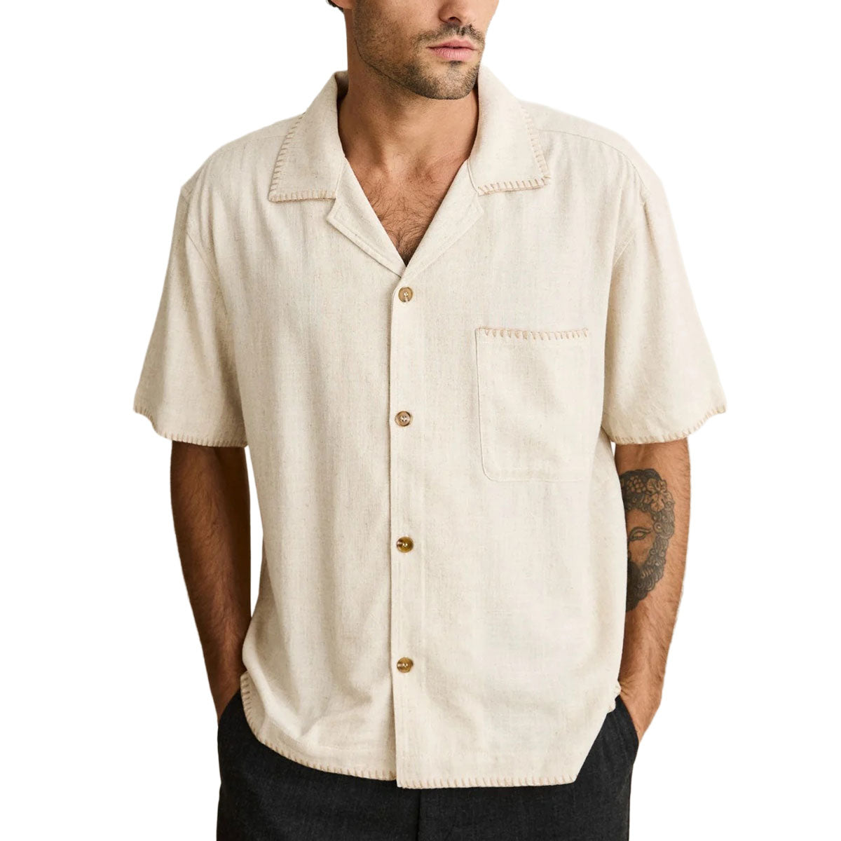 Rhythm Relaxed Whip Stitch Shirt - Natural image 1