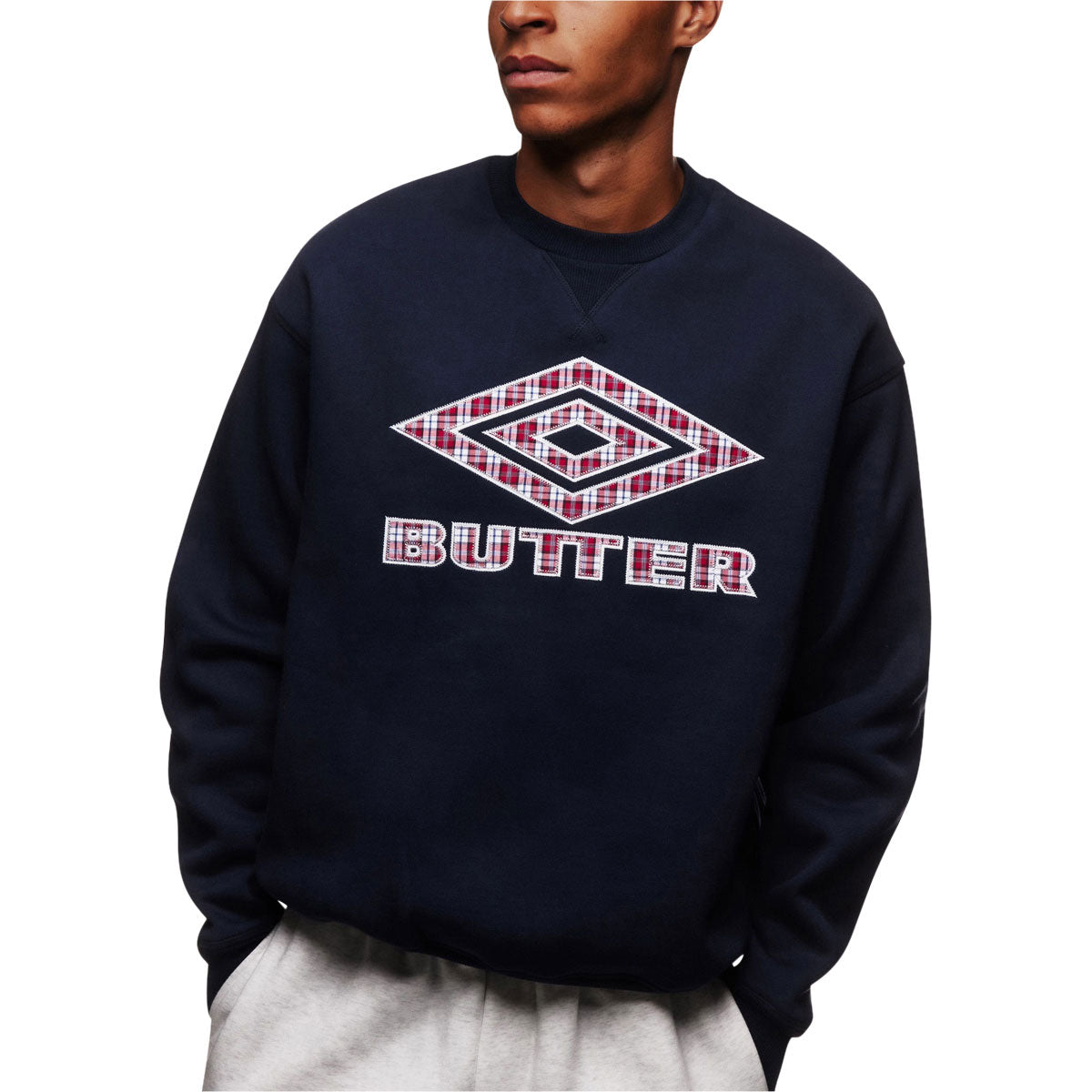 Butter Goods x Umbro Diamond Applique Crewneck Sweatshirt - Navy image 2