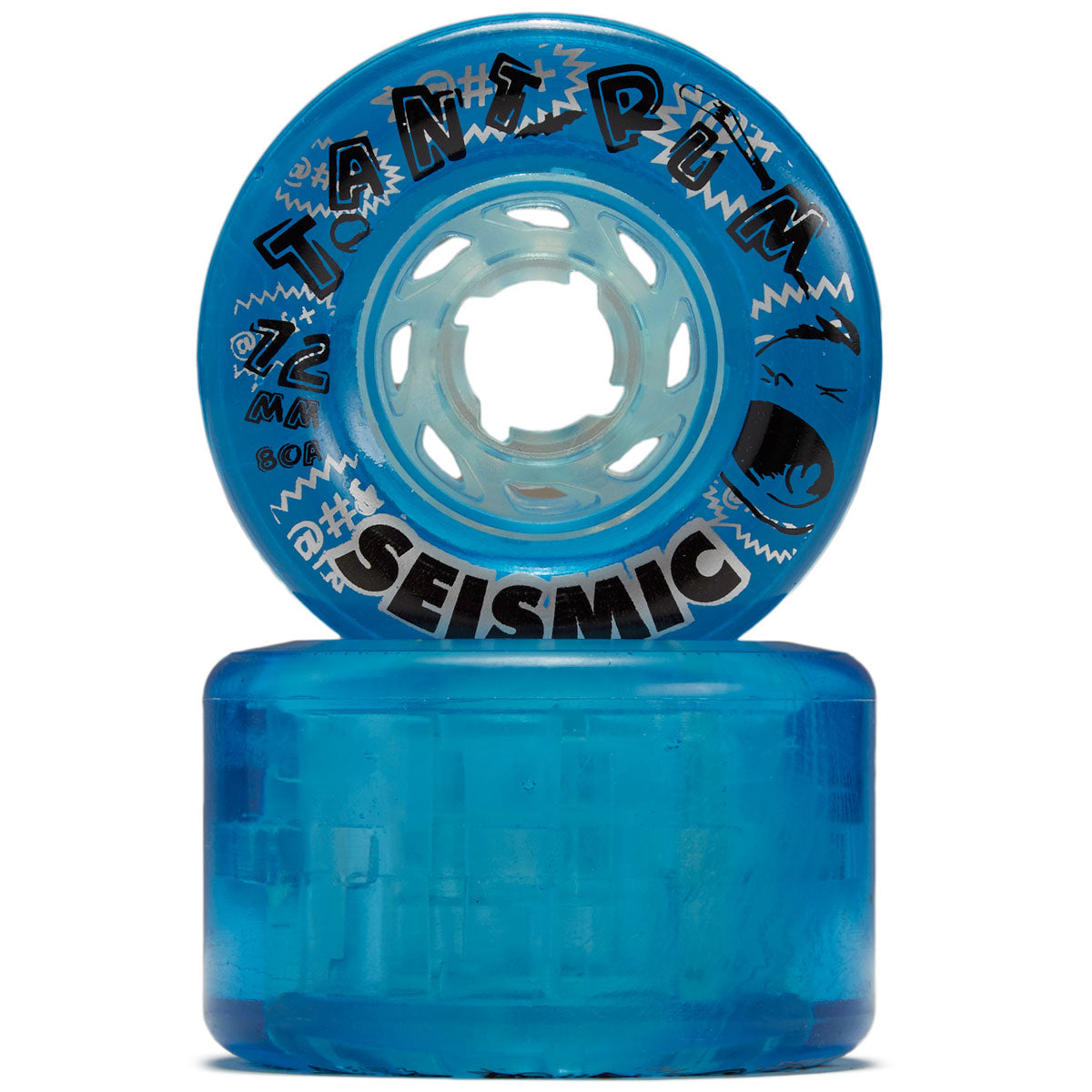 Seismic Tantrum 80a Longboard Wheels - Clear Blue - 72mm image 2