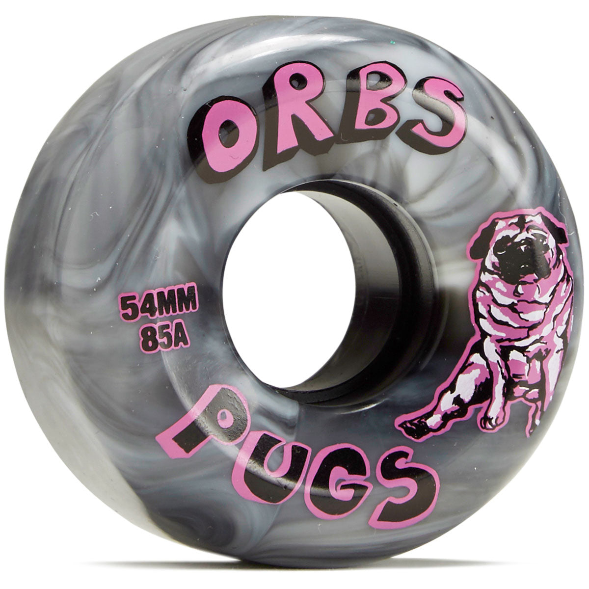 Welcome Orbs Pugs Conical 85A Skateboard Wheels - Black/White Swirl - 54mm image 1