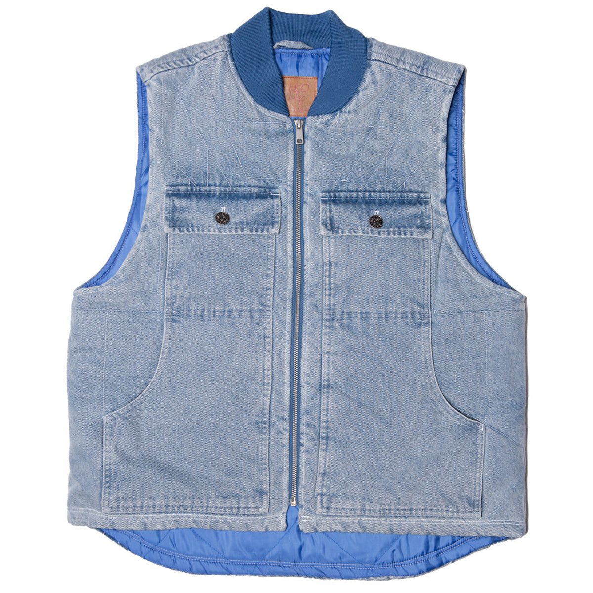 Hoddle Zip Up Carpenter Vest Jacket - Blue Denim Wash image 1