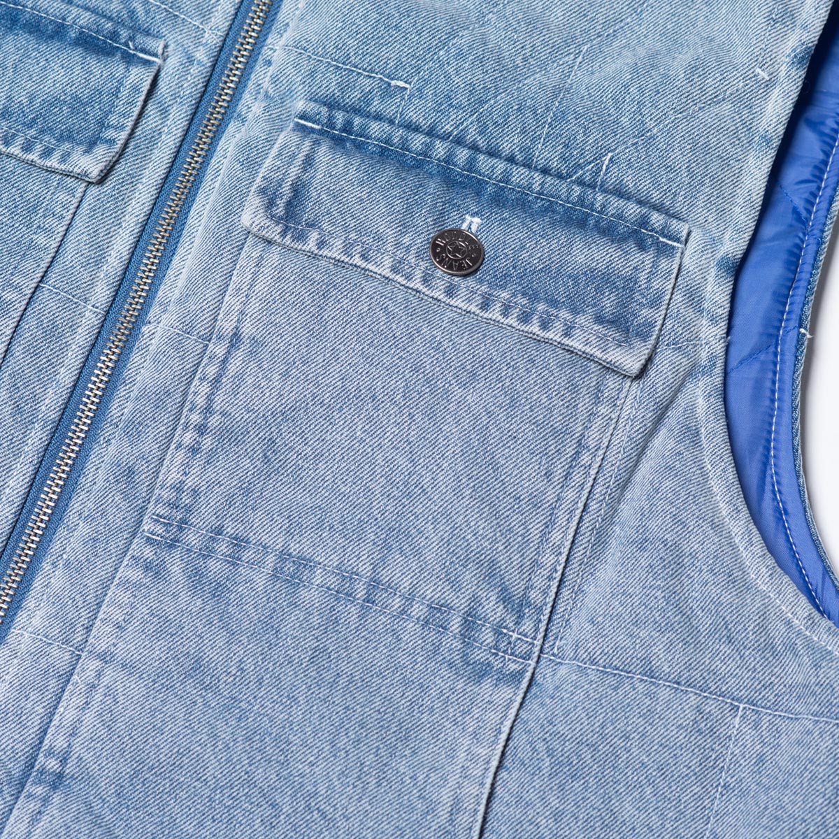 Hoddle Zip Up Carpenter Vest Jacket - Blue Denim Wash image 4