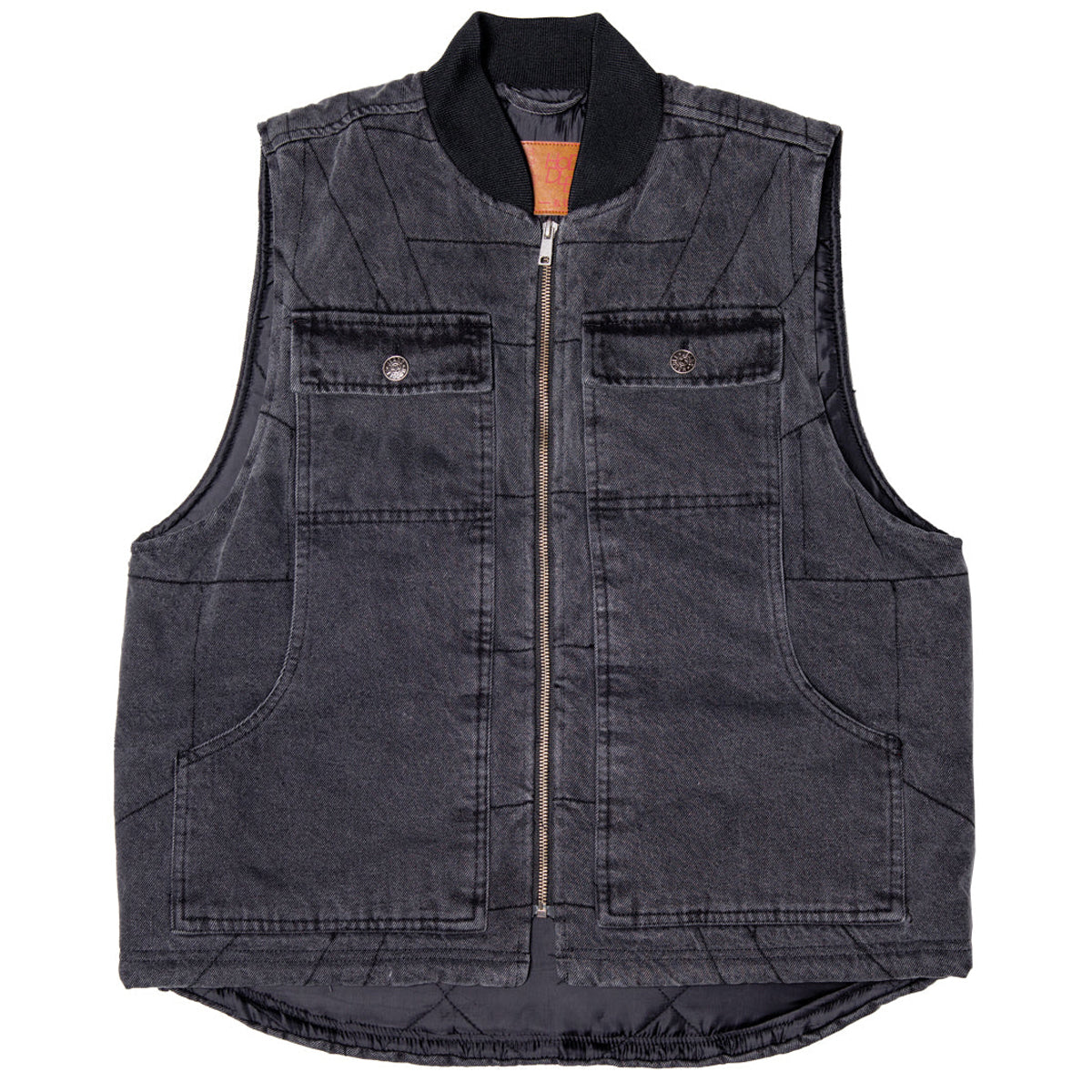 Hoddle Zip Up Carpenter Vest - Black Denim Wash image 1