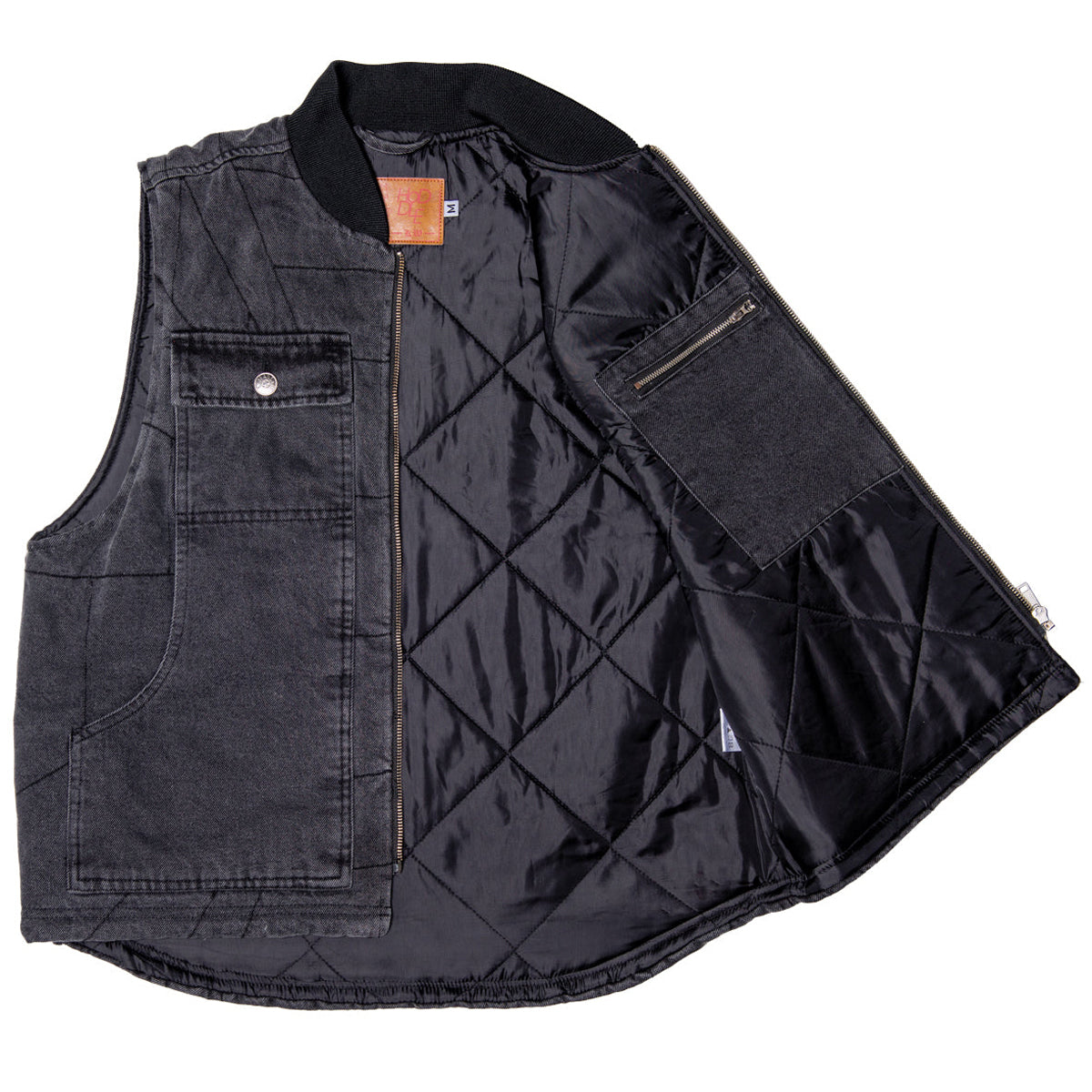 Hoddle Zip Up Carpenter Vest - Black Denim Wash image 3