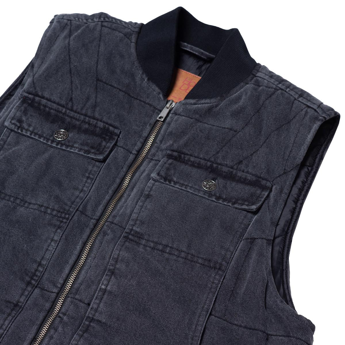 Hoddle Zip Up Carpenter Vest Jacket - Black Denim Wash image 4