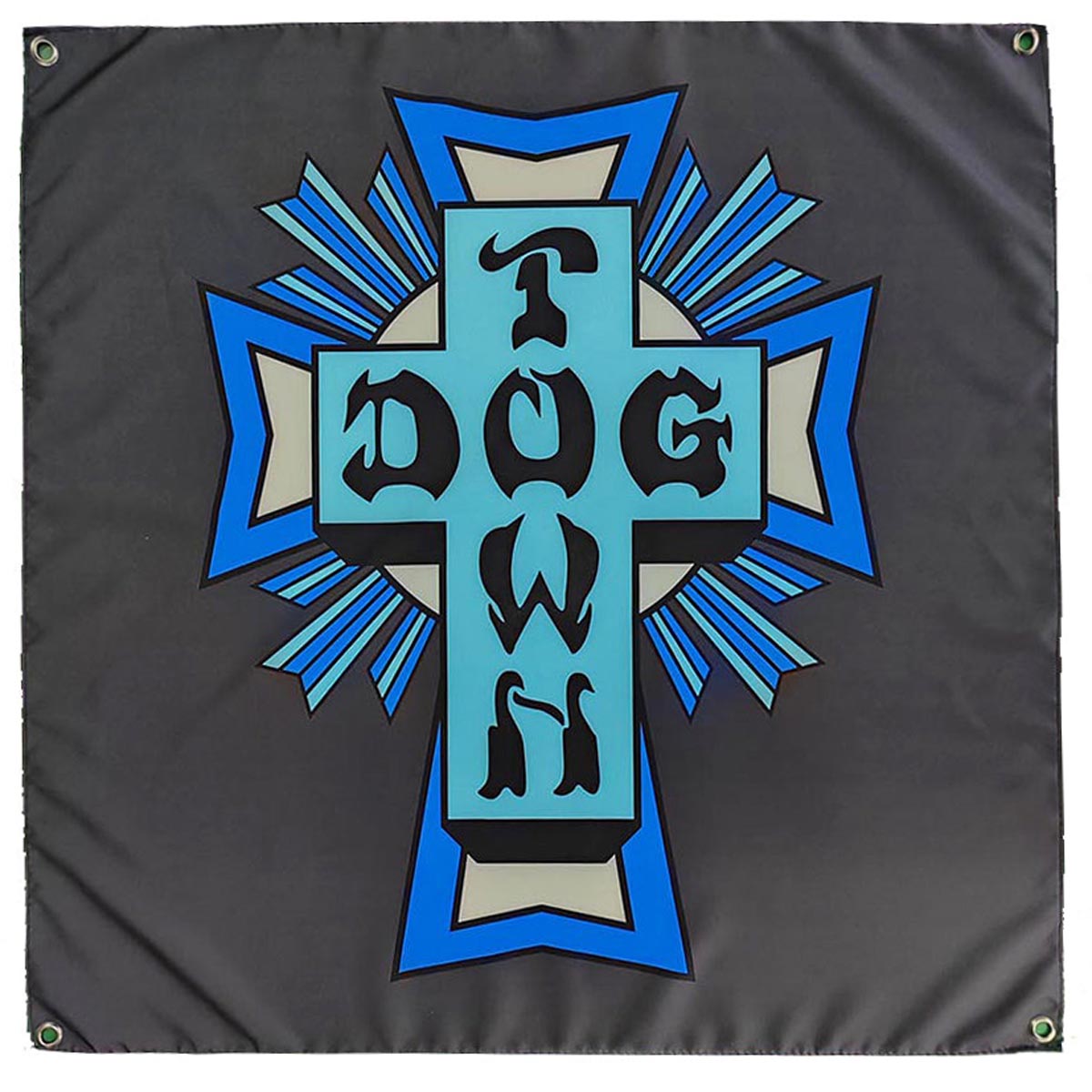 Dogtown DT Cross Logo Flag - Black/Blue image 1