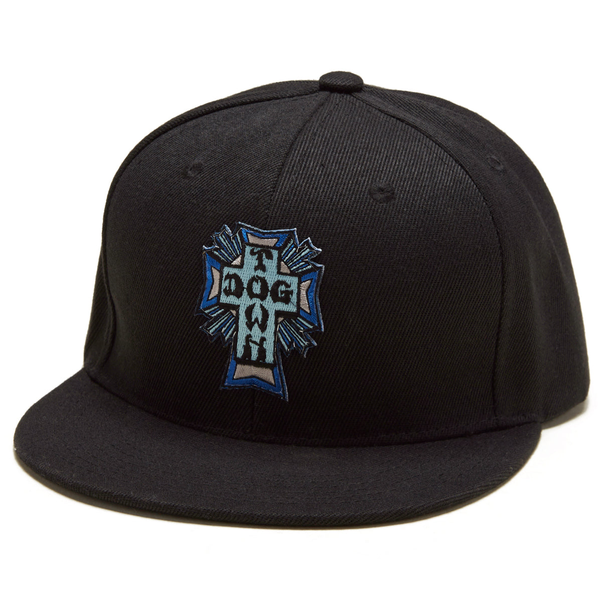 Dogtown Blue Cross Patch Snapback Hat - Black image 1
