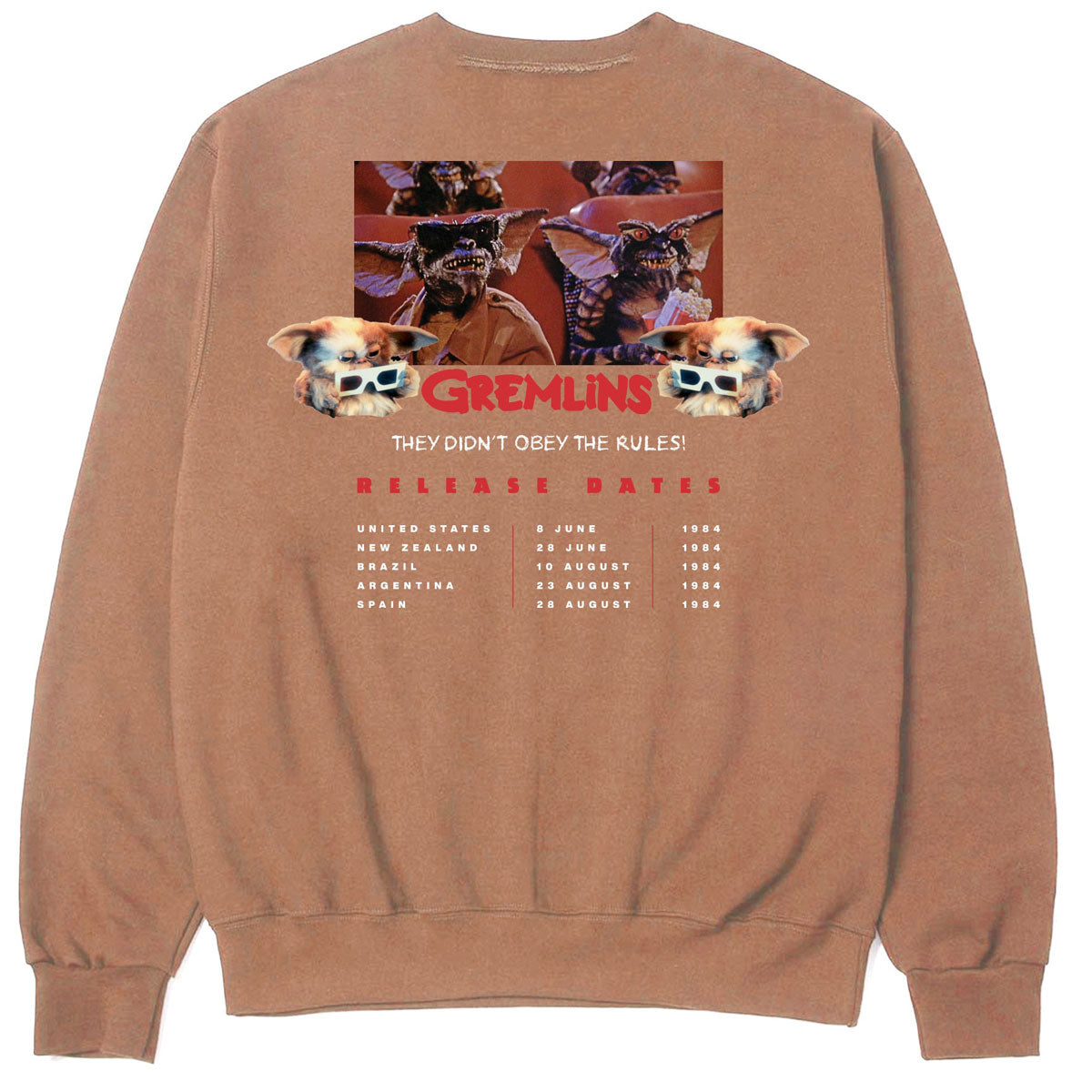 Color Bars x Gremlins Coming Soon Crew Sweatshirt - Sandstone image 1