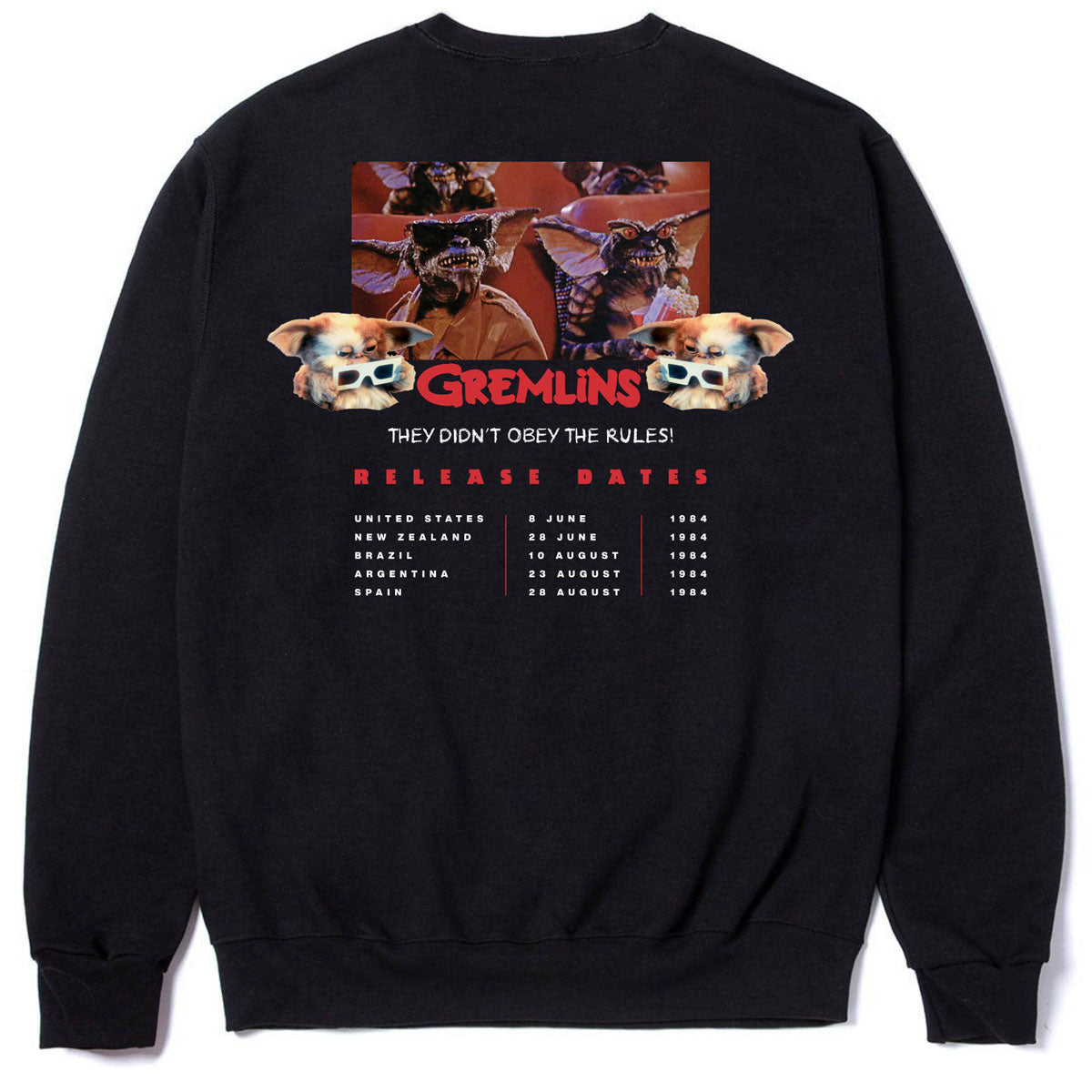 Color Bars x Gremlins Coming Soon Crew Sweatshirt - Black image 1