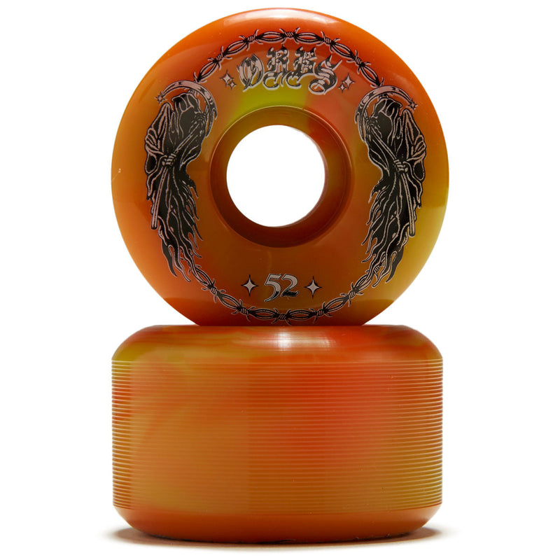 Welcome Orbs Specters '23 Conical 99A Skateboard Wheels - Green/Orange Swirl - 52mm