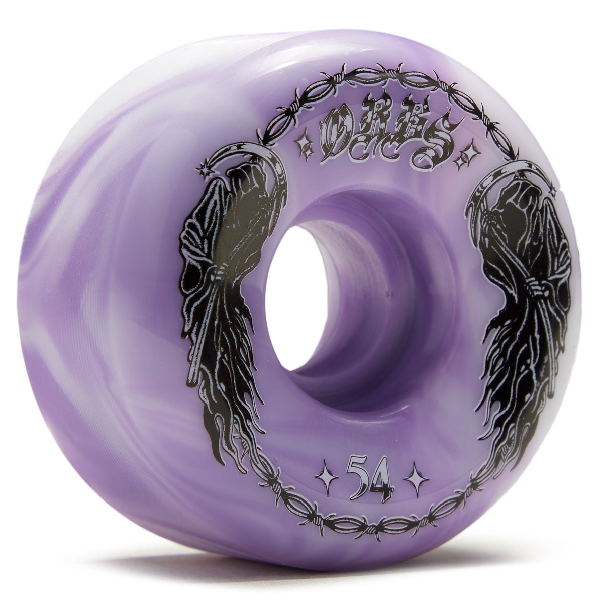 Welcome Orbs Specters '23 Conical 99A Skateboard Wheels - Purple/White Swirl - 54mm image 1